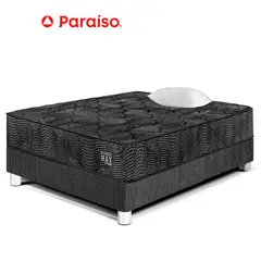 PARAISO - Cama Pocket Max Black 1.5 Plazas + 1 Almohada + 1 Protector