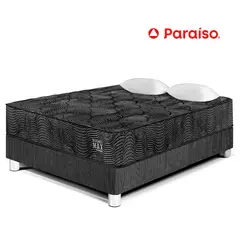 PARAISO - Cama Pocket Max Black 2 Plazas + 2 Almohadas + 1 Protector