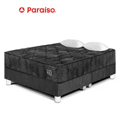 PARAISO - Cama Pocket Max Black Queen + 2 Almohadas + 1 Protector