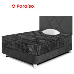 PARAISO - Dormitorio Pocket Max Black 1.5 Plazas +1 Almohada + 1 Protector