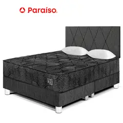 PARAISO - Dormitorio Pocket Max Black Queen + 2 Almohadas + 1 Protector