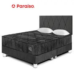 PARAISO - Dormitorio Pocket Max Black King + 2 Almohadas + 1 Protector
