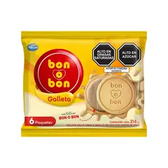 ARCOR - Galleta Bon o Bon Vainilla Rellena Maní Empaque 216 g