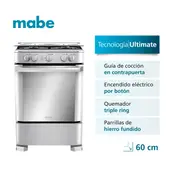 Mabe 4 Hornillas Gas Inox CMP6040FX1
