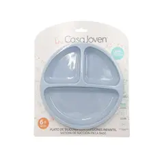 CASA JOVEN - Plato para Bebé Con Base Succión de Silicona Celeste