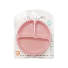 CASA JOVEN - Plato para Bebé Con Base Succión de Silicona Rosa