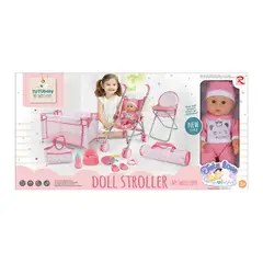 RONG LONG - Muñeca 30 cm con Coche Silla y Corral