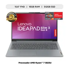 LENOVO - Laptop IdeaPad Slim 3 AMD Ryzen 7 5825U 16GB RAM 512GB SSD 15.6" FHD