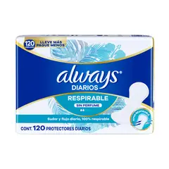ALWAYS - Protectores Diarios Respirable Empaque 120 Und