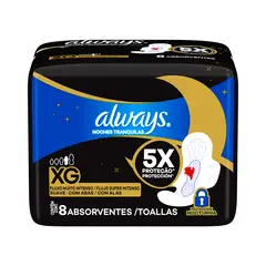 ALWAYS - Toallas Higiénicas Noche Suave Empaque 8 Und