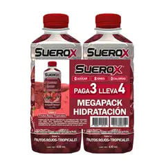 SUEROX - Bebida Rehidratante Frutos Tropicales Pack 4 Botellas 630 mL