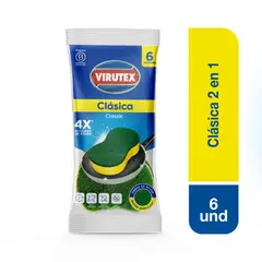 VIRUTEX - Esponja 2 en 1 Pack 6 Und