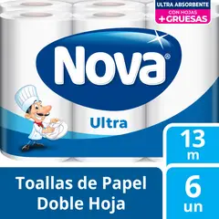 NOVA - Papel Toalla Ultra Absorbente Empaque 6 Und
