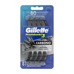 GILLETTE - Máquina de Afeitar Gillete Prestobarba 3 Carbón Empaque 8 Und