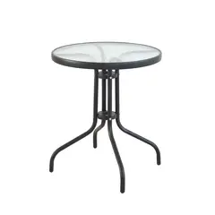 CASA JOVEN - MESA DE METAL CON VIDRIO REDONDA 60 CM