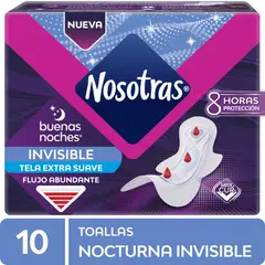 NOSOTRAS - Toallas Higiénicas Buenas Noches Invisible Tela Empaque 10 Und