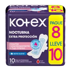 KOTEX - Toallas Higiénicas Nocturna Empaque 10 Und