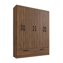CASA JOVEN - Ropero 6 Puertas con 2 Cajones Castaño