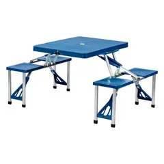 360 - MESA PLEGABLE CON 4 SILLAS AZUL