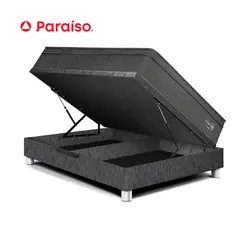PARAISO - Cama Boxet  Pocket Star 2 Plazas Charcoal + 2 almohadas + 1 protector
