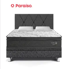 PARAISO - Dorm Boxet  Pocket Star 2 Plazas Charcoal + 2 almohadas + 1 protector