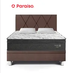 PARAISO - Dorm Boxet  Pocket Star 2 Plazas Choco + 2 almohadas + 1 protector