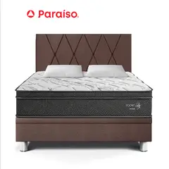 PARAISO - Dorm Boxet  Pocket Star Queen Chocolate + 2 almohadas + 1 protector