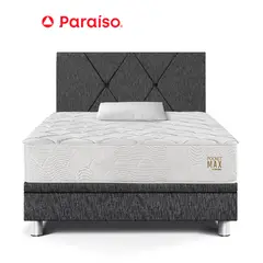 PARAISO - Dorm Boxet Pocket Max 1.5 Plazas Charcoal + 1 almohada + 1 protector