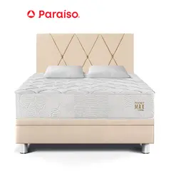 PARAISO - Dorm Boxet Pocket Max 2 Plazas Champagne + 2 almohadas + 1 protector