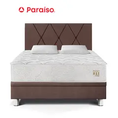 PARAISO - Dorm Boxet Pocket Max 2 Plazas Chocolate + 2 almohadas + 1 protector