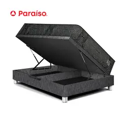 PARAISO - Cama Boxet Pocket Max Black 2 Plazas + 2 almohadas + 1 protector