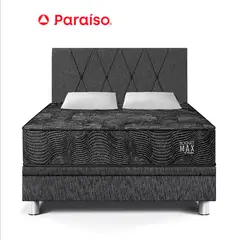 PARAISO - Dorm Boxet Pocket Max Black Queen + 2 almohadas + 1 protector
