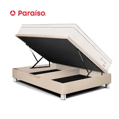 PARAISO - Cama Boxet Roy Pr Firme 1.5 Plazas Champagne + 1 almohada viscoelástica + 1 protector