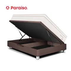 PARAISO - Cama Boxet Roy Pr Firme 1.5 Plazas Chocolate + 1 almohada viscoelástica + 1 protector
