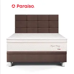 PARAISO - Dorm Boxet Blocks Roy Pr Firme 2 Plazas Chocolate + 2 almohadas viscoelásticas + 1 protector