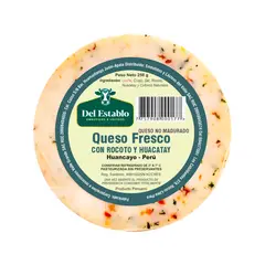 GENERICO - Queso Fresco Del Establo con Rocoto y Huacatay Empaque 250 g