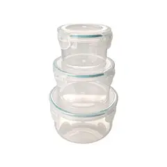 CASA JOVEN - Set Contenedor Redondo Aqua 3 Piezas 350 mL+110 mL+1100 mL