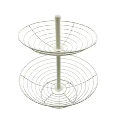 CASA JOVEN - Frutero Cromado 2Pisos Beige H 35cm