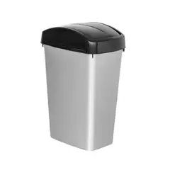 REYPLAST - Papelera Metalizada Rectángular Nro. 30 Con Tapa