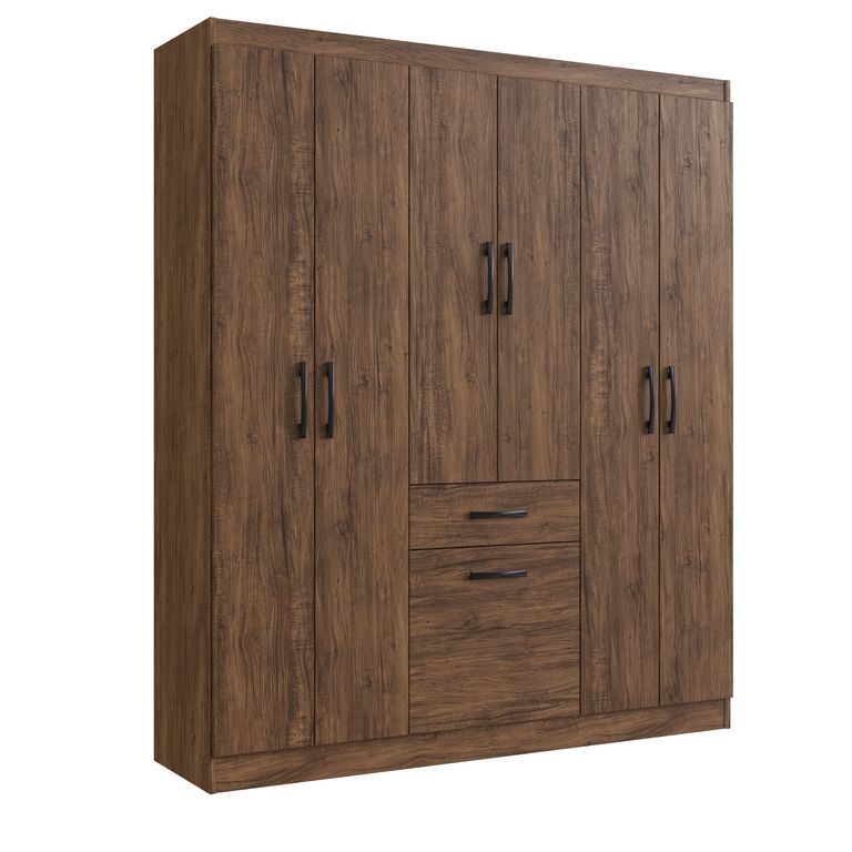 Ropero 6 Puertas 1 Cajon 1 Zapatera Castaño