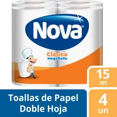 NOVA - Papel Toalla Clásica Megarrollo Empaque 4 Und