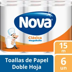 NOVA - Papel Toalla Clásica Megarrollo Empaque 6 Und