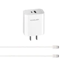 KUZLER - Set Cargador 20w C y A mas Cable Blanco