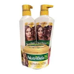 NUTRIBELA 10 - Kit Nutribela Reparación Tratamiento 300 mL + Shampoo 400 mL + Acondicionador 370 mL