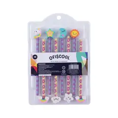 OFISCOOL - Set Lápices con Borrador 8 Und
