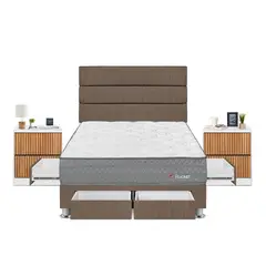 FORLI - Dormitorio Pocket 2 Plazas Marrón + 2 Veladores Roma