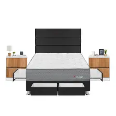 FORLI - Dormitorio Pocket 2 Plazas Gris + 2 Veladores Roma