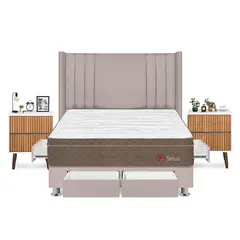 FORLI - Dormitorio Sirius Queen Beige + 2 Veladores Milan