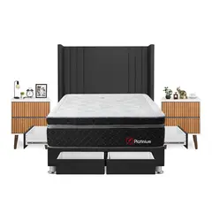 FORLI - Dormitorio Platinium 2 Plazas Gris + 2 Veladores Milan