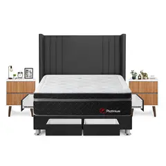 FORLI - Dormitorio Platinium King Gris + 2 Veladores Milan